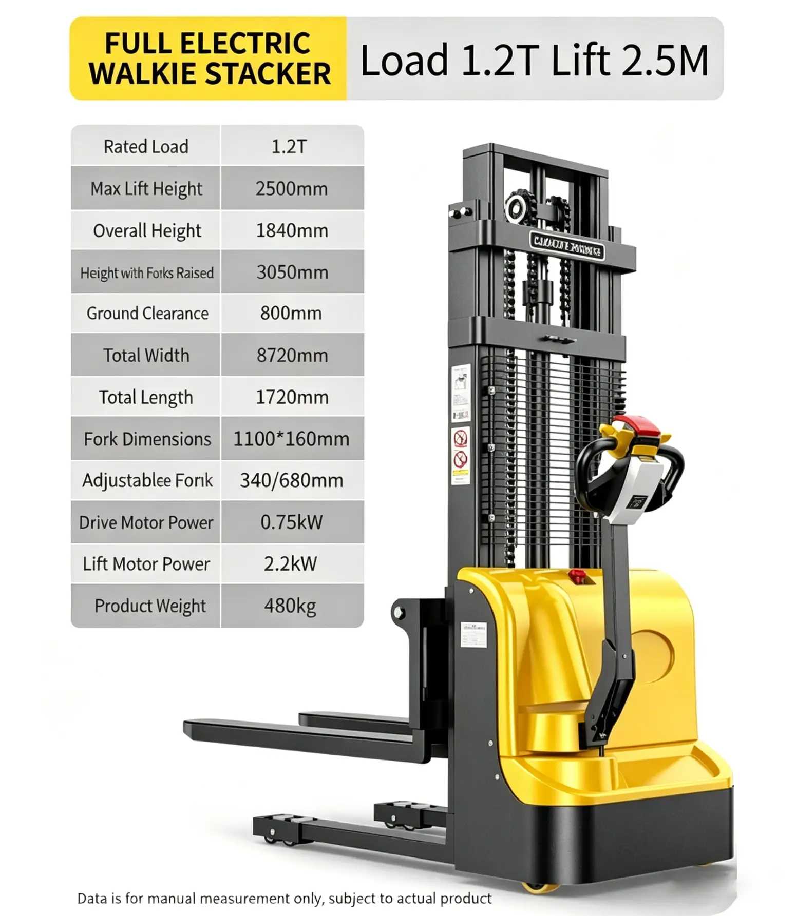 1.2T Tam Elektrikli Walkie Stacker